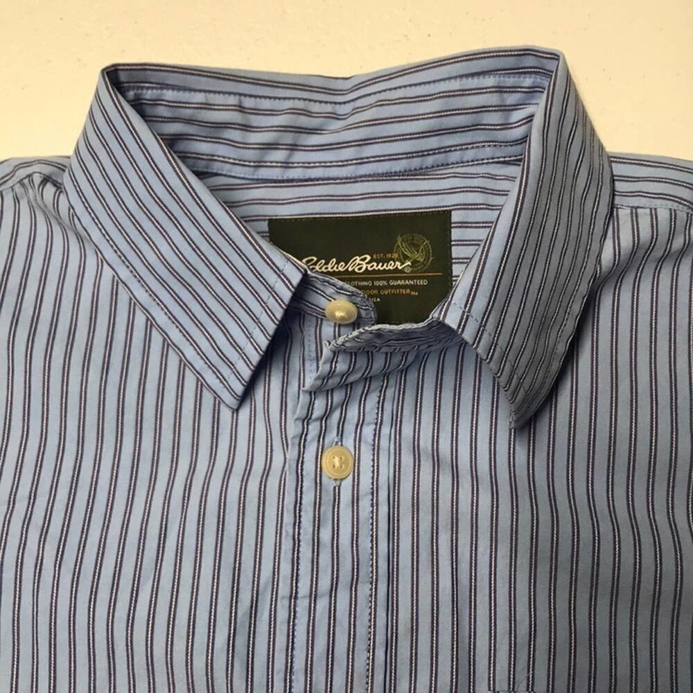 EDDIE BAUER Men’s Blue Striped L/S Dress Shirt